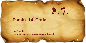 Mende Tünde névjegykártya